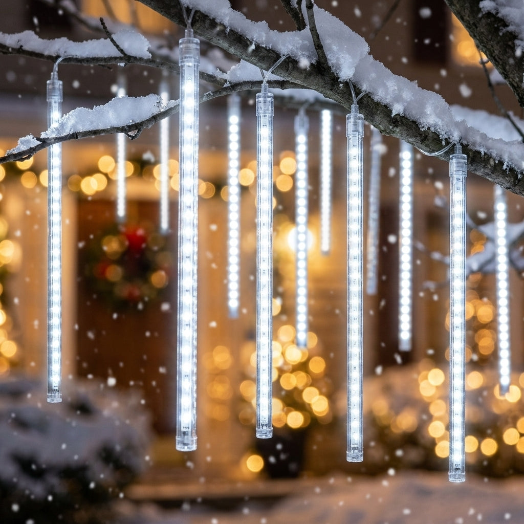 Guirlande lumineuse « pluie d'étoiles filantes » – 8 tubes de 50 cm