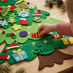 Sapin de Noël en feutre pour enfants avec 32 ornements – 1 m