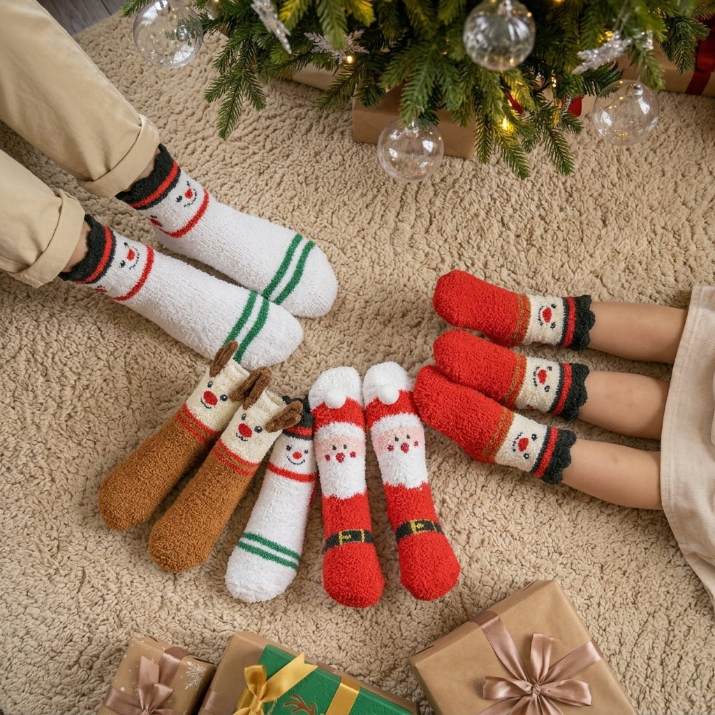 Coffret cadeau de chaussettes de Noël en velours