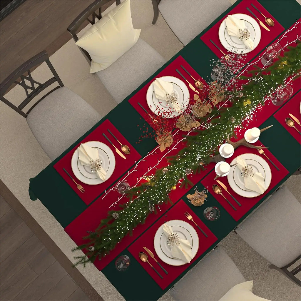 Nappe de Noël vert sapin imperméable et lavable