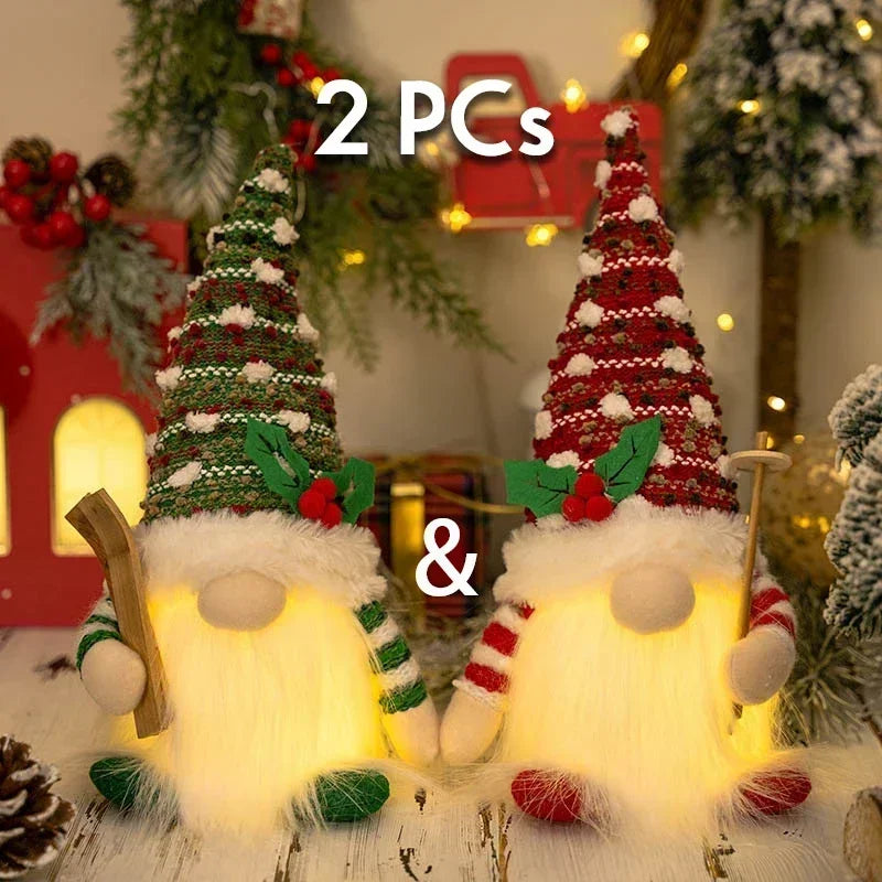 Gnome de Noël tricoté lumineux 30 cm