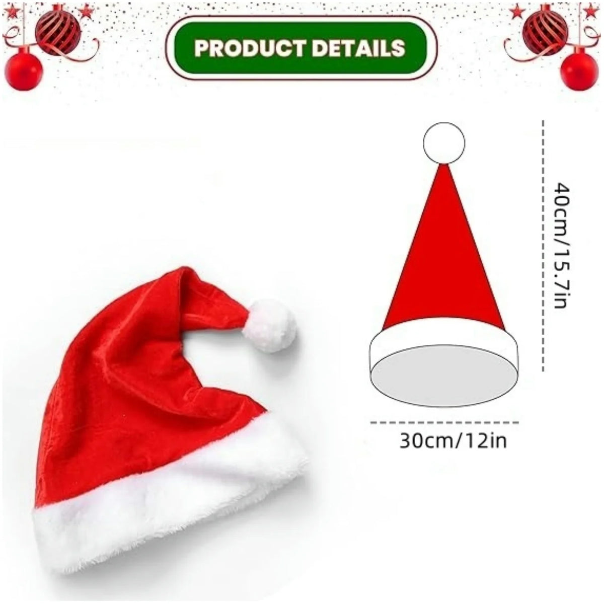 Bonnets de père Noël en peluche – Lot de 2 à 8 pour toute la famille