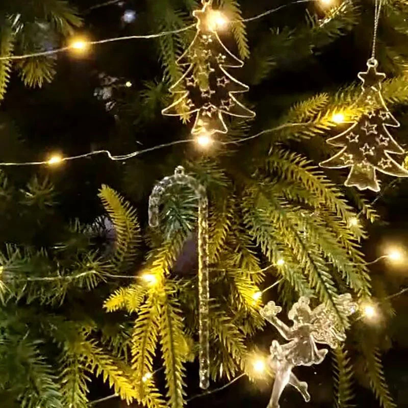 Lot de 5 ornements de Noël effet cristal