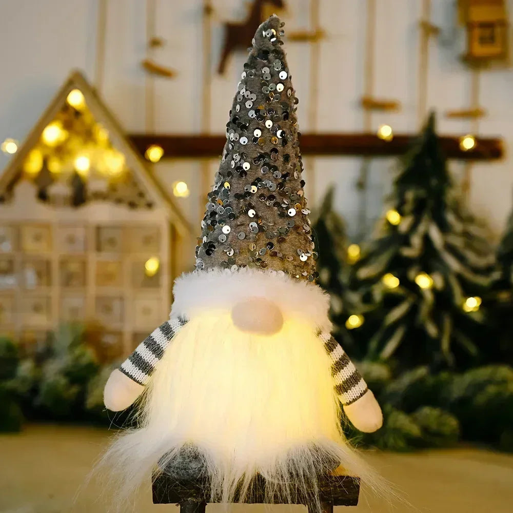 Gnome de Noël tricoté lumineux 30 cm