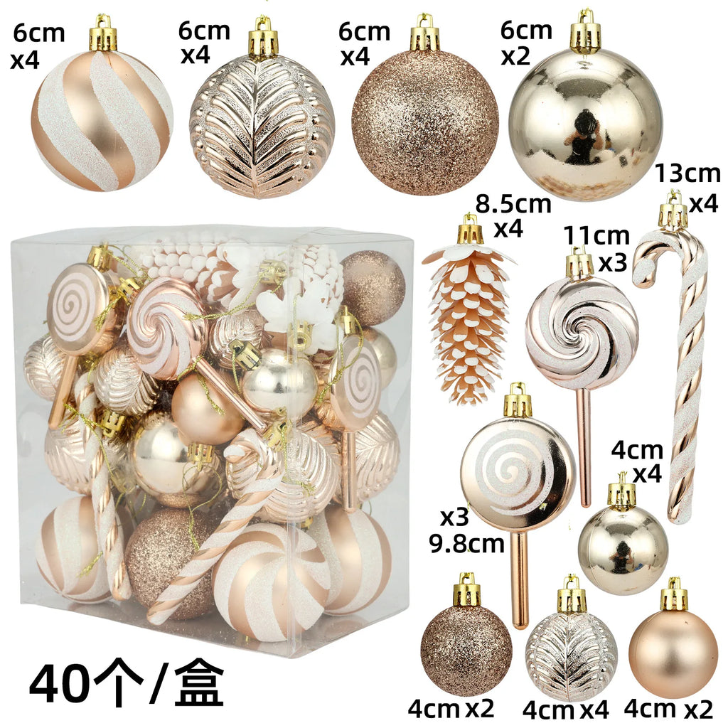 Set of 40 Assorted Christmas Ball Ornaments