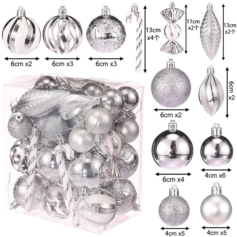Coffret de 40 boules de Noël assorties – Formes et finitions variées