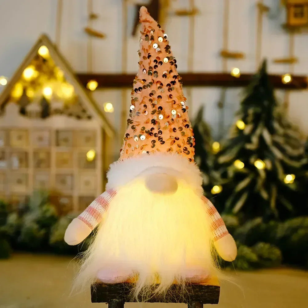 Gnome de Noël tricoté lumineux 30 cm
