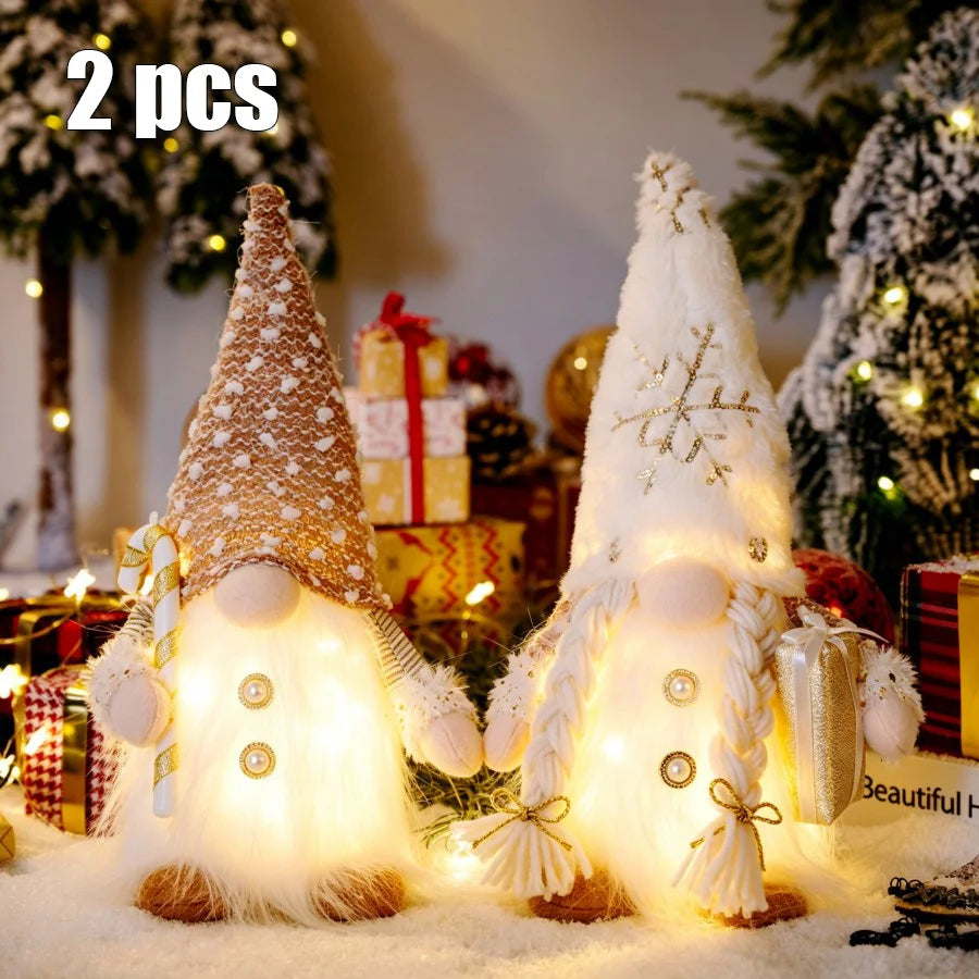 Gnome de Noël tricoté lumineux 30 cm