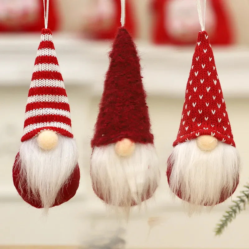 Set of 3 Hanging Plush Christmas Gnomes