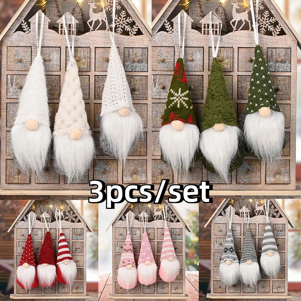 Lot de 3 gnomes en peluche à suspendre