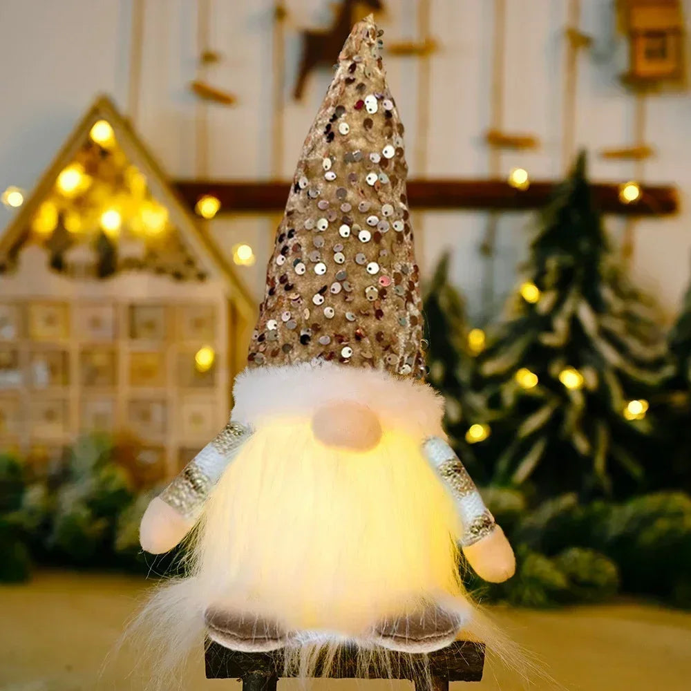 Gnome de Noël tricoté lumineux 30 cm