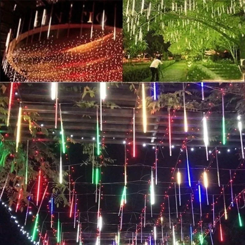 Guirlande lumineuse « pluie d'étoiles filantes » – 8 tubes de 50 cm