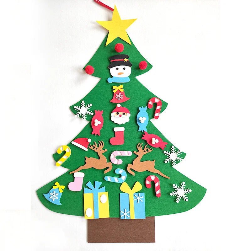 Sapin de Noël en feutre pour enfants avec 32 ornements – 1 m