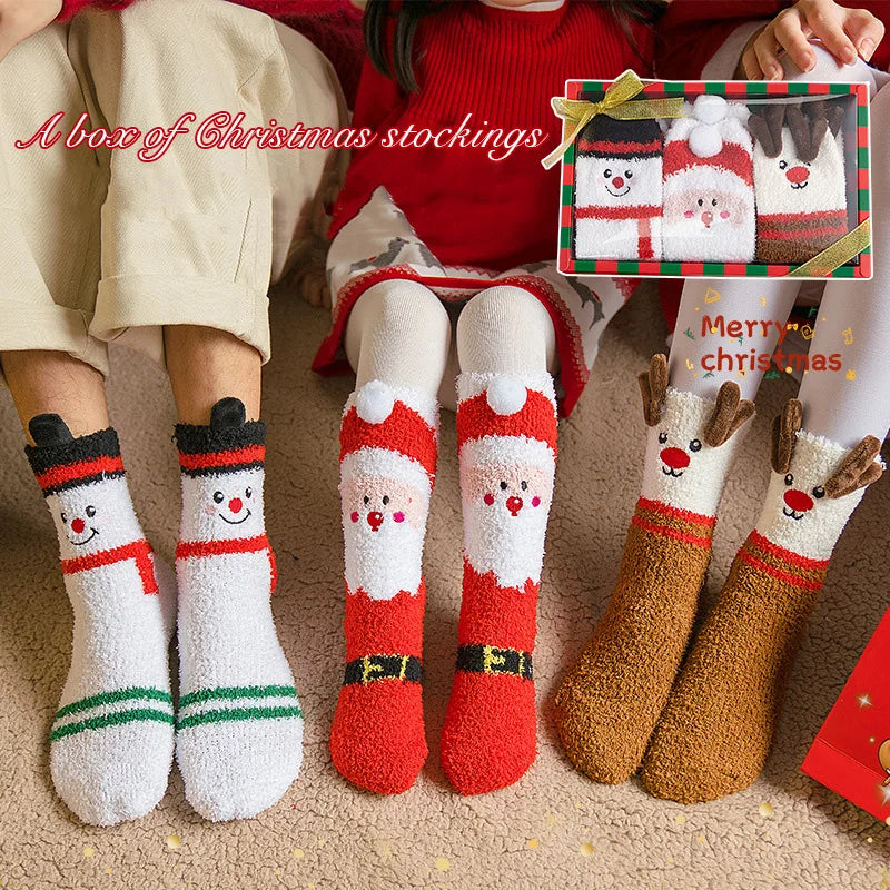 Coffret cadeau de chaussettes de Noël en velours