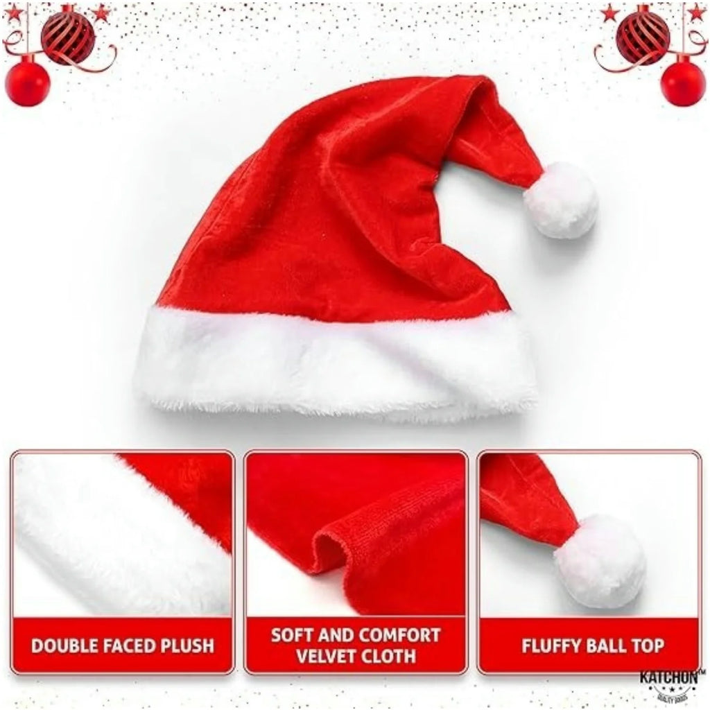 Bonnets de père Noël en peluche – Lot de 2 à 8 pour toute la famille