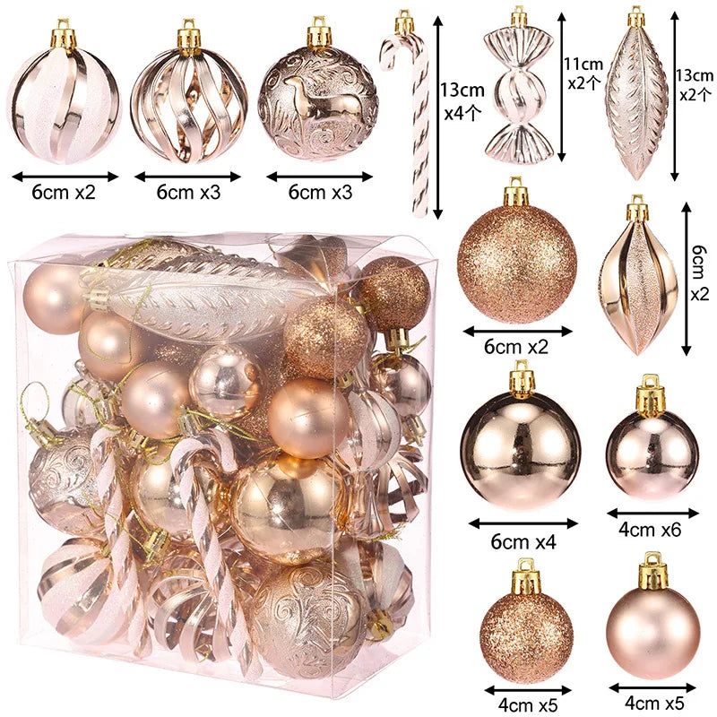 Coffret de 40 boules de Noël assorties – Formes et finitions variées