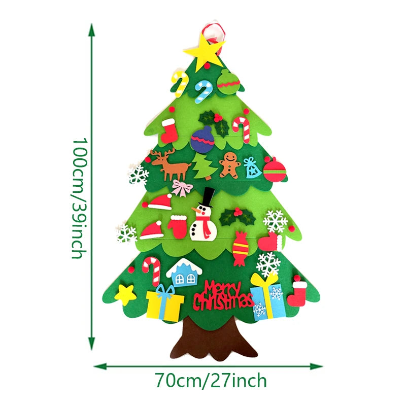 Sapin de Noël en feutre pour enfants avec 32 ornements – 1 m