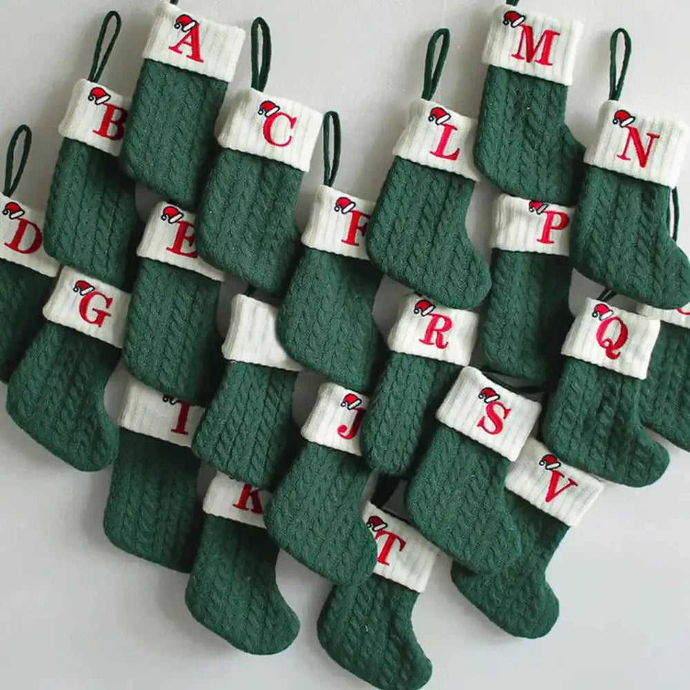 Chaussette de Noël tricotée avec initiale (A à Z)