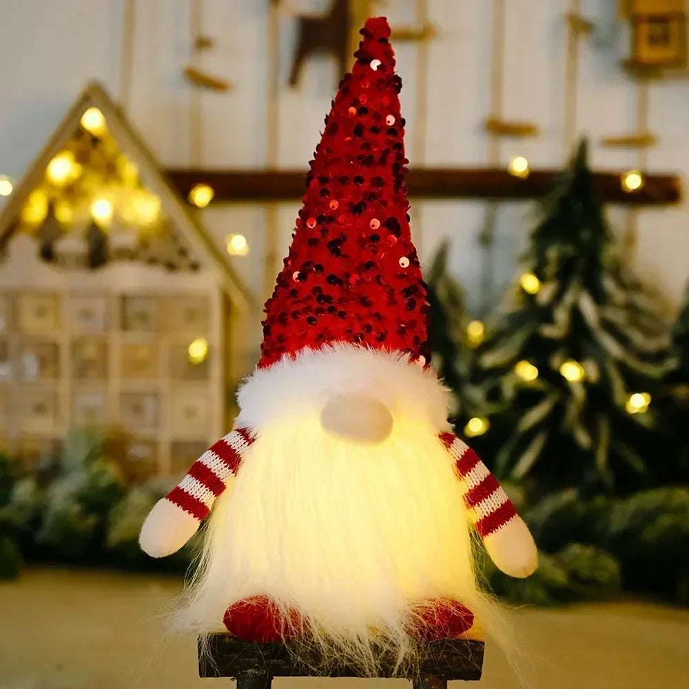 Gnome de Noël tricoté lumineux 30 cm