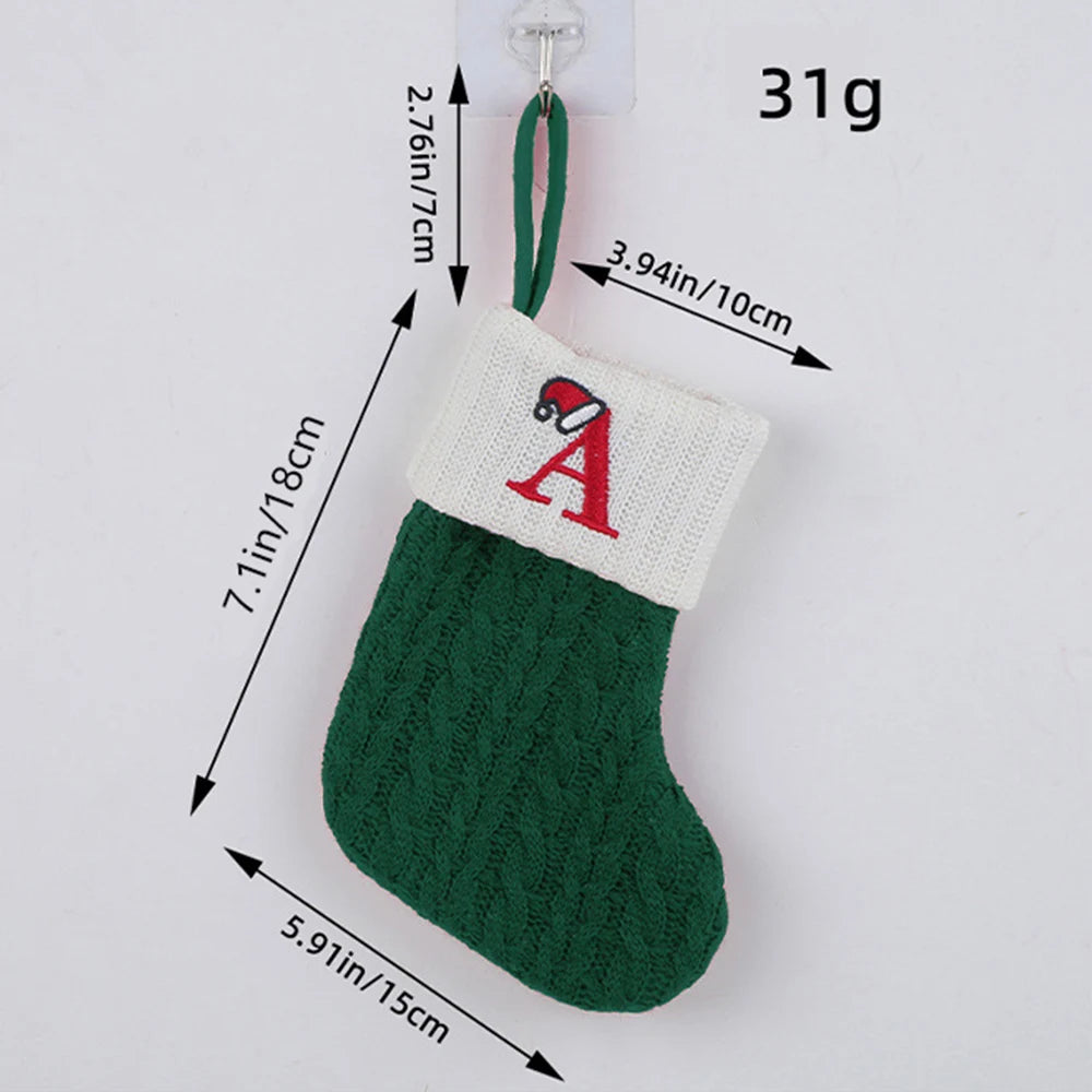 Chaussette de Noël tricotée avec initiale (A à Z)
