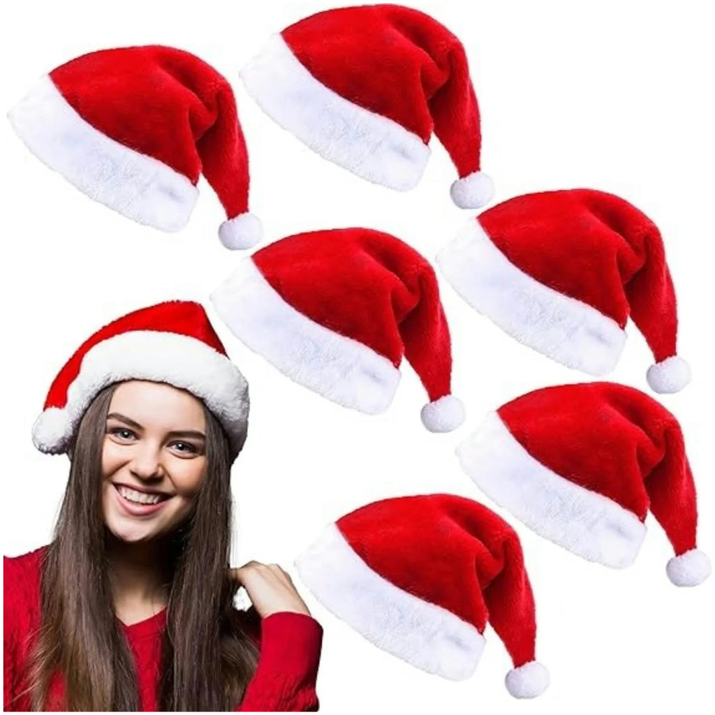 Bonnets de père Noël en peluche – Lot de 2 à 8 pour toute la famille