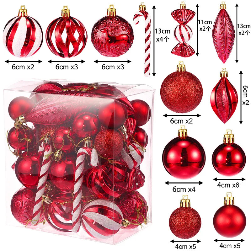 Coffret de 40 boules de Noël assorties – Formes et finitions variées