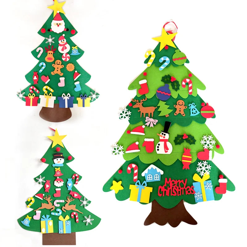 Sapin de Noël en feutre pour enfants avec 32 ornements – 1 m