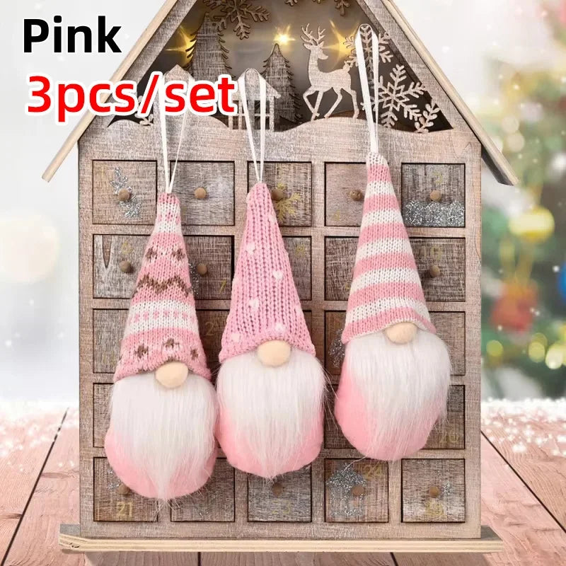 Lot de 3 gnomes en peluche à suspendre