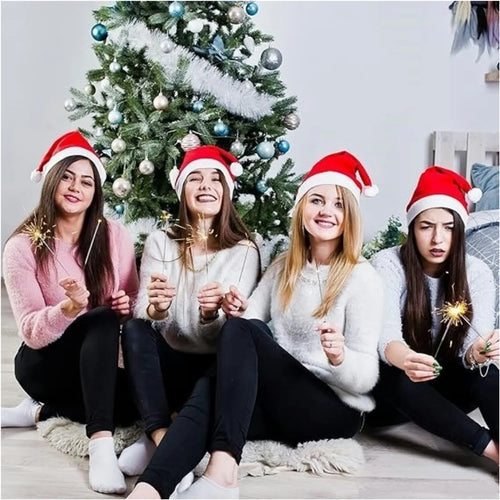 Bonnets de père Noël en peluche – Lot de 2 à 8 pour toute la famille