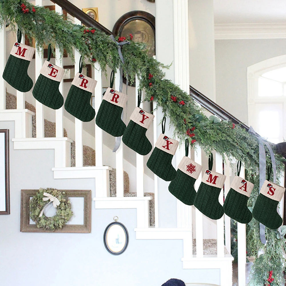 Chaussette de Noël tricotée avec initiale (A à Z)
