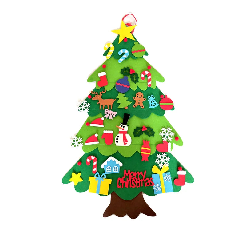 Sapin de Noël en feutre pour enfants avec 32 ornements – 1 m