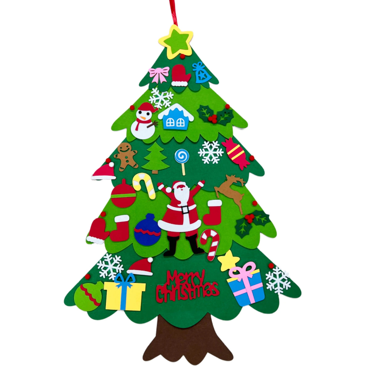 Sapin de Noël en feutre pour enfants avec 32 ornements – 1 m