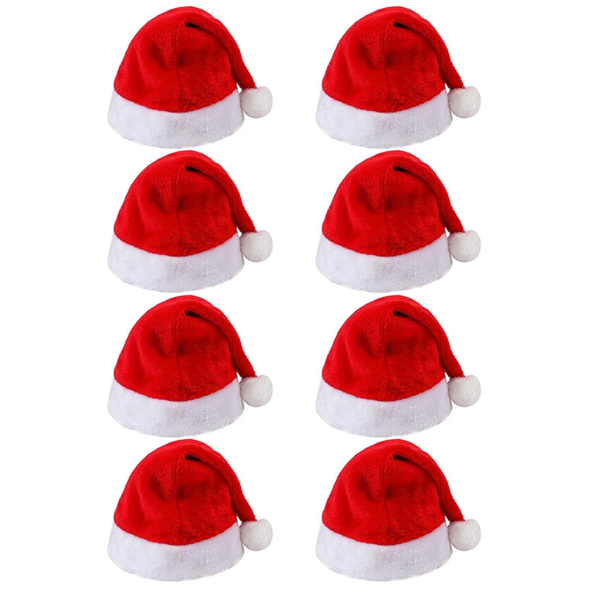 Bonnets de père Noël en peluche – Lot de 2 à 8 pour toute la famille